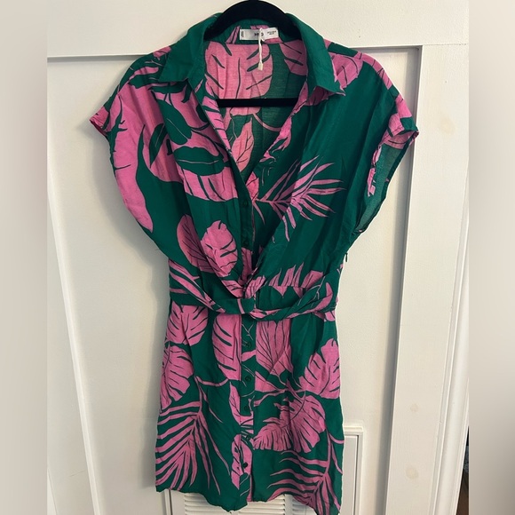 Mango tropical print mini shirt dress size medium - Picture 2 of 5
